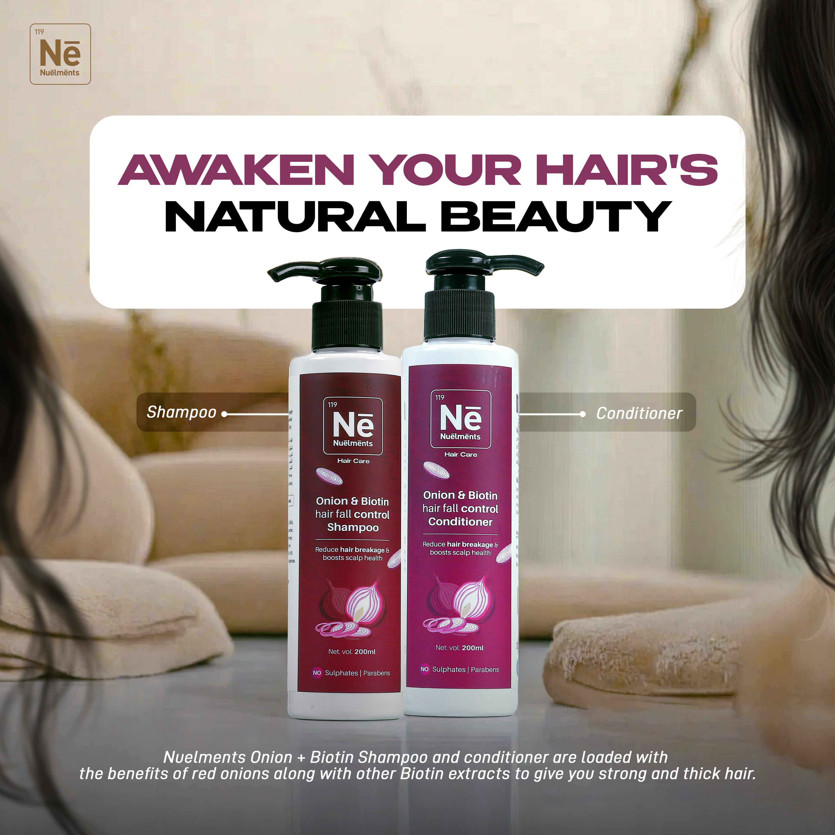 Onion & Biotin Shampoo & Conditioner for Anti Hair Fall & Hair Growth with Extract 200ml-COMBO OFFER PACK