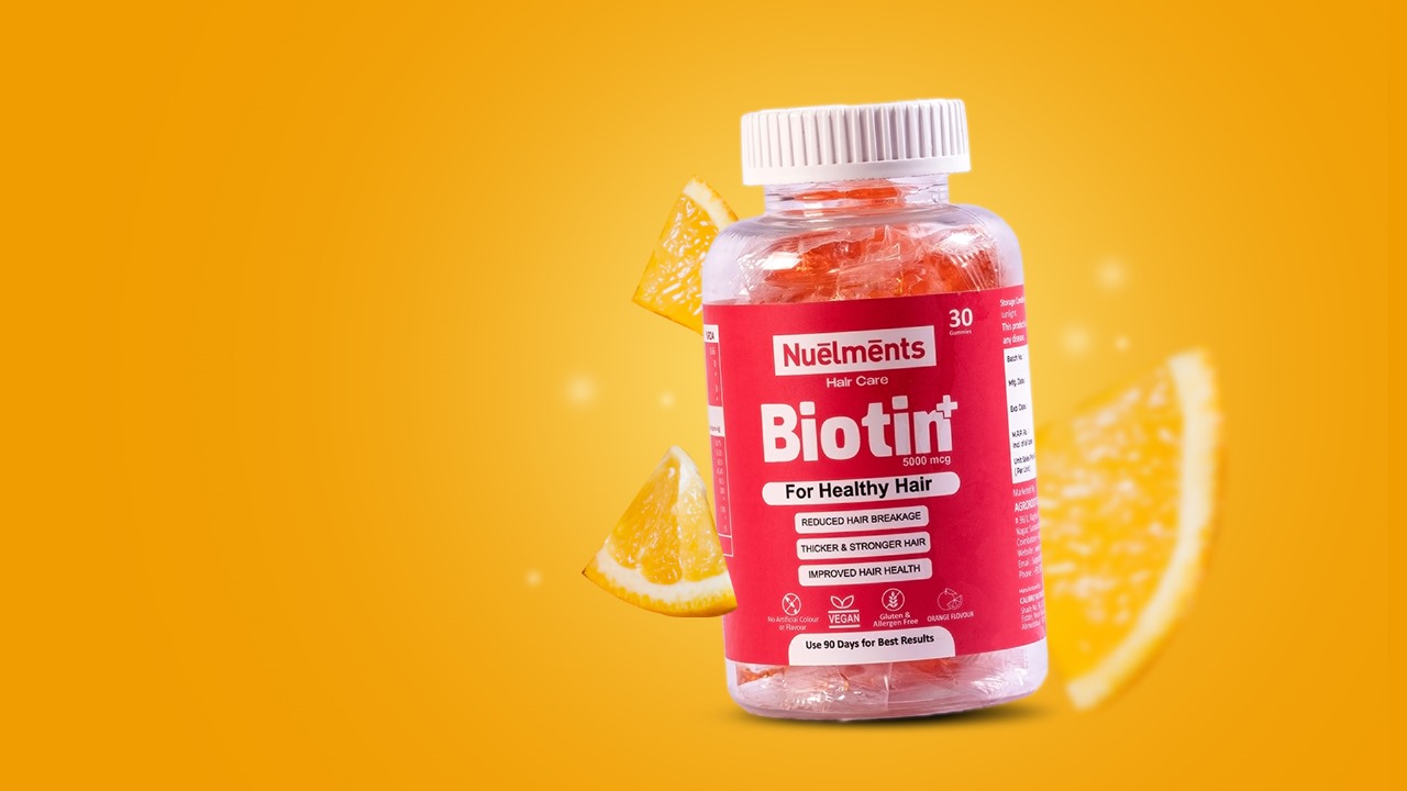 Nuelments Biotin Plus Gummies for stronger hair, radiant skin, and healthy nails with 5000 mcg biotin and multivitamins.